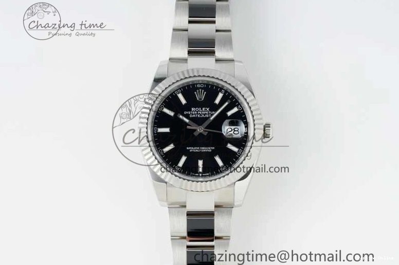 0128 Youthful DateJust 41 126334 NTF 1:1 Best Edition 904L Steel Black Stick Dial on Oyster Bracelet VR 2286
